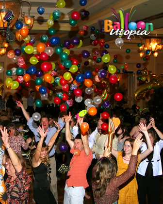 Exploding balloons falling